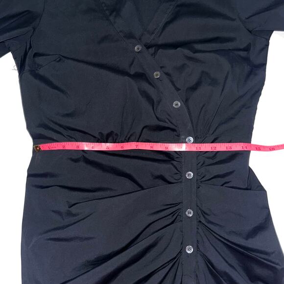 SOLD 💕Veronica Beard Atia Black Ruched Cotton Button Front Dress Size 8 - Picture 11 of 13